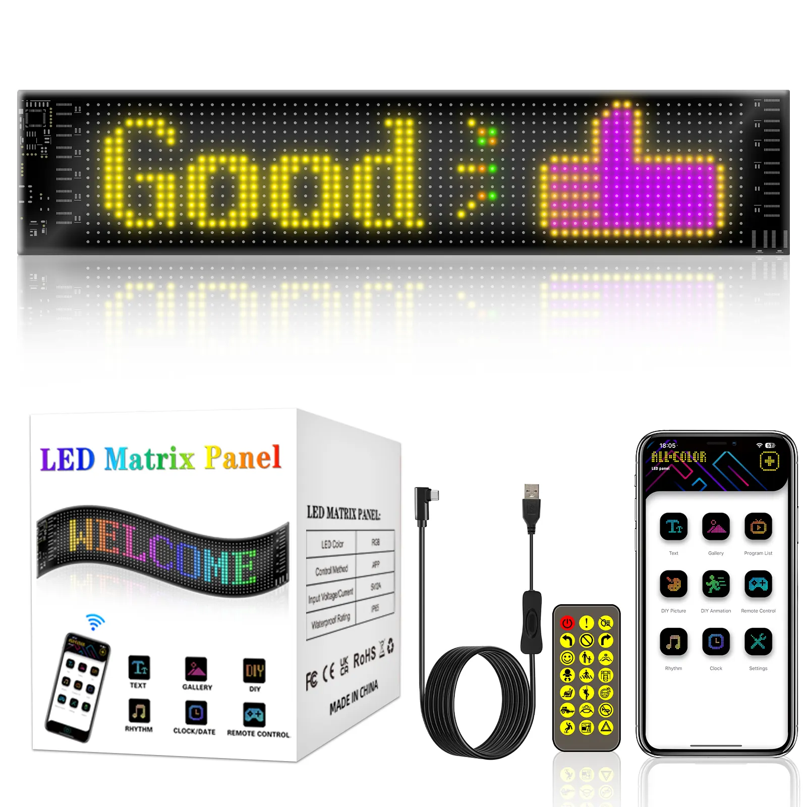 Customizable LED Display- Flexible Light Remote and App Control